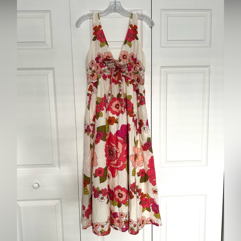 Anthropologie Love the Label Rosette Midi Dress - Size XS - Pink Floral Print